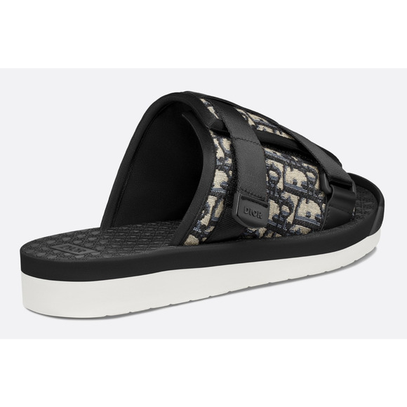 Dior Mens Alpha Sandal Beige Black Blue Oblique Jacquard Logo Slide Slip On 42 9 - Picture 10 of 11